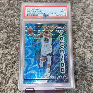 2022 STEPHEN CURRY MOSAIC /99 PSA 9 MINT Give & Go Reactive Blue Basketball Card